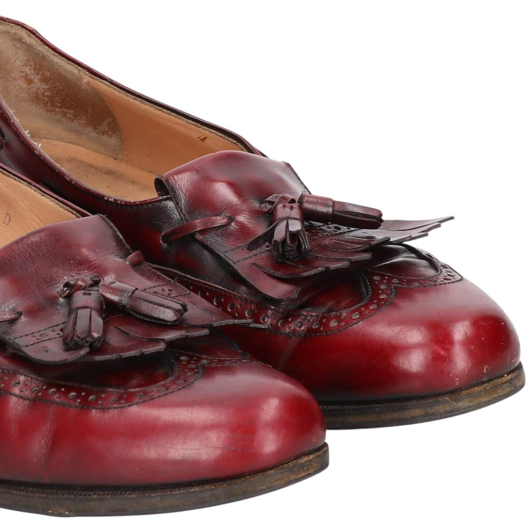 Salvatore Ferragamo Quilted Wingtip Tassel Loafers, Made in Italy, 10D, Men's Size 11" (saa014487) Men's 28.0cm genuine leather burgundy type Vintage Second Hand