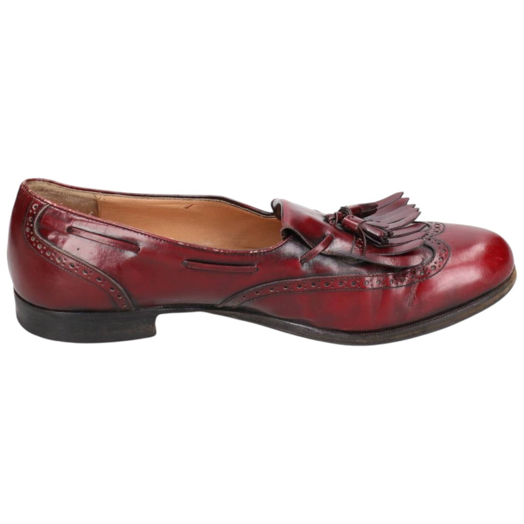 Salvatore Ferragamo Quilted Wingtip Tassel Loafers, Made in Italy, 10D, Men's Size 11" (saa014487) Men's 28.0cm genuine leather burgundy type Vintage Second Hand