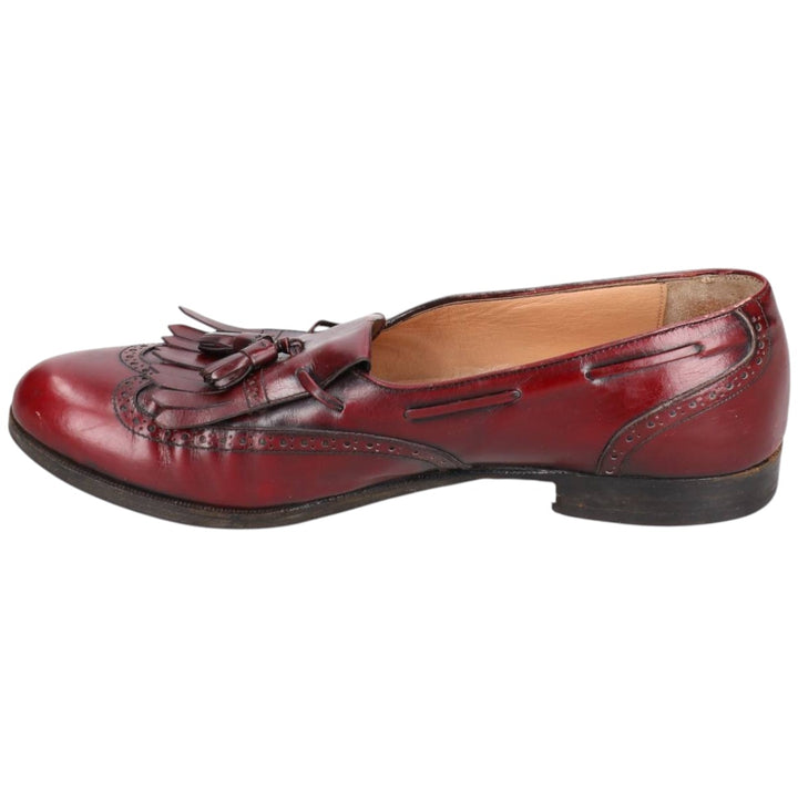 Salvatore Ferragamo Quilted Wingtip Tassel Loafers, Made in Italy, 10D, Men's Size 11" (saa014487) Men's 28.0cm genuine leather burgundy type Vintage Second Hand