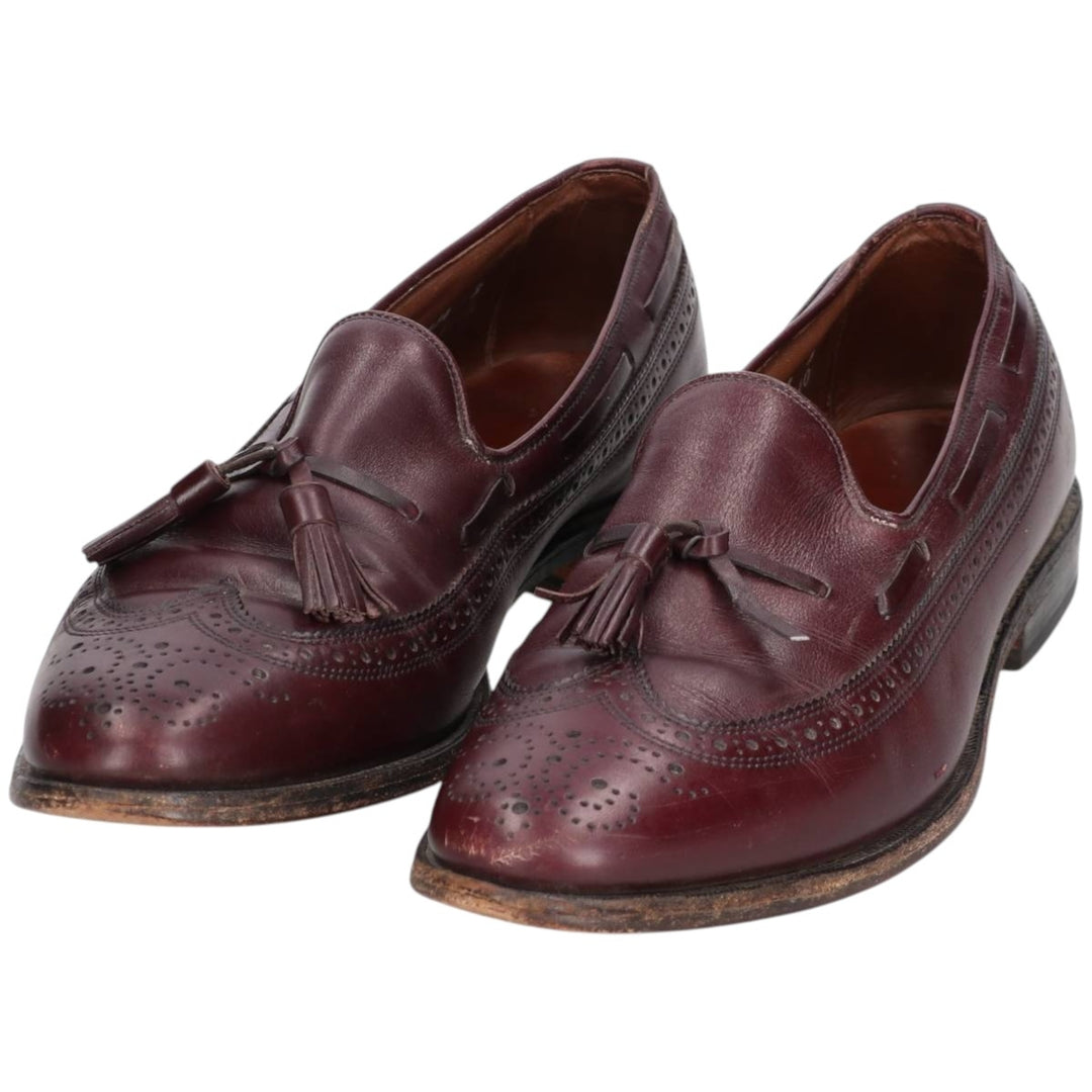Allen Edmonds Full Brogue Wingtip Tassel Loafers, Made in USA, 8D, Men's Size 10.2" (saa014488) Men's 26.0cm genuine leather burgundy type Vintage Second Hand