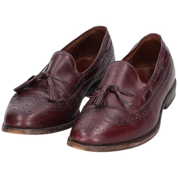 Allen Edmonds Full Brogue Wingtip Tassel Loafers, Made in USA, 8D, Men's Size 10.2" (saa014488) Men's 26.0cm genuine leather burgundy type Vintage Second Hand