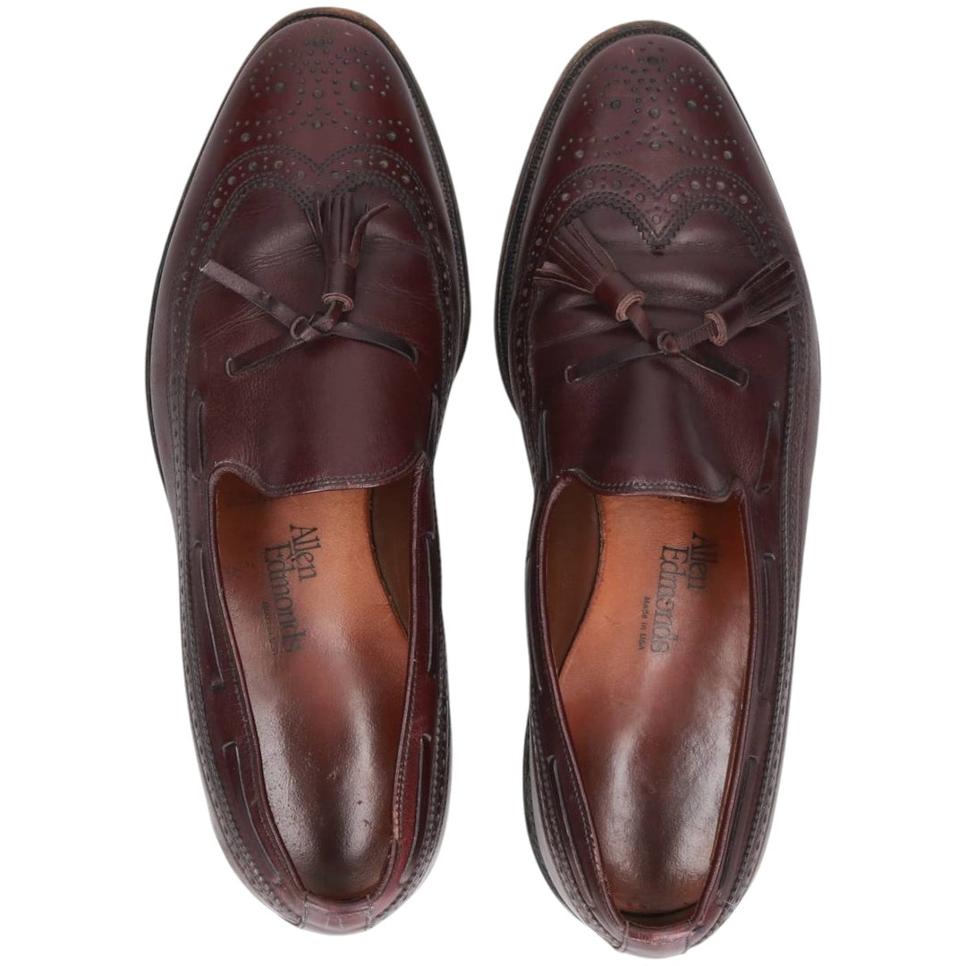 Allen Edmonds Full Brogue Wingtip Tassel Loafers, Made in USA, 8D, Men's Size 10.2" (saa014488) Men's 26.0cm genuine leather burgundy type Vintage Second Hand