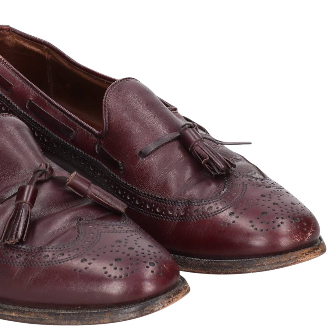 Allen Edmonds Full Brogue Wingtip Tassel Loafers, Made in USA, 8D, Men's Size 10.2" (saa014488) Men's 26.0cm genuine leather burgundy type Vintage Second Hand
