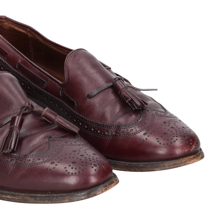 Allen Edmonds Full Brogue Wingtip Tassel Loafers, Made in USA, 8D, Men's Size 10.2" (saa014488) Men's 26.0cm genuine leather burgundy type Vintage Second Hand
