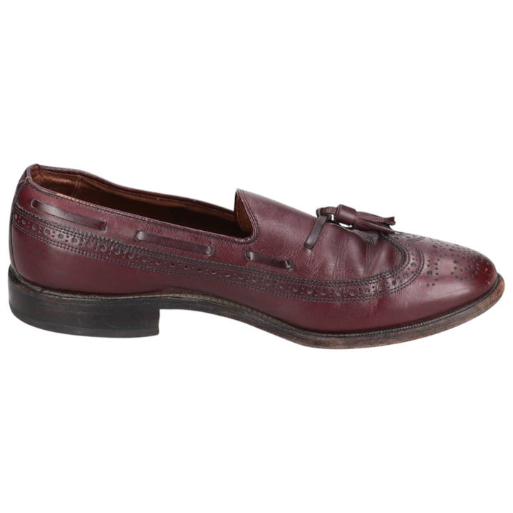 Allen Edmonds Full Brogue Wingtip Tassel Loafers, Made in USA, 8D, Men's Size 10.2" (saa014488) Men's 26.0cm genuine leather burgundy type Vintage Second Hand