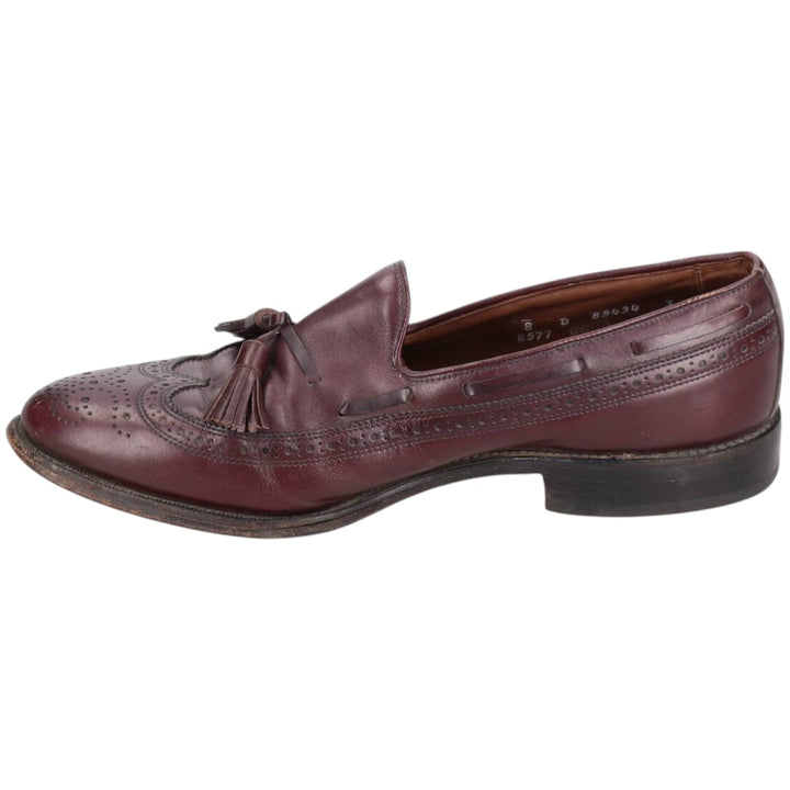 Allen Edmonds Full Brogue Wingtip Tassel Loafers, Made in USA, 8D, Men's Size 10.2" (saa014488) Men's 26.0cm genuine leather burgundy type Vintage Second Hand