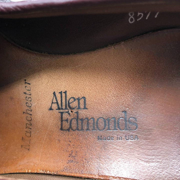 Allen Edmonds Full Brogue Wingtip Tassel Loafers, Made in USA, 8D, Men's Size 10.2" (saa014488) Men's 26.0cm genuine leather burgundy type Vintage Second Hand