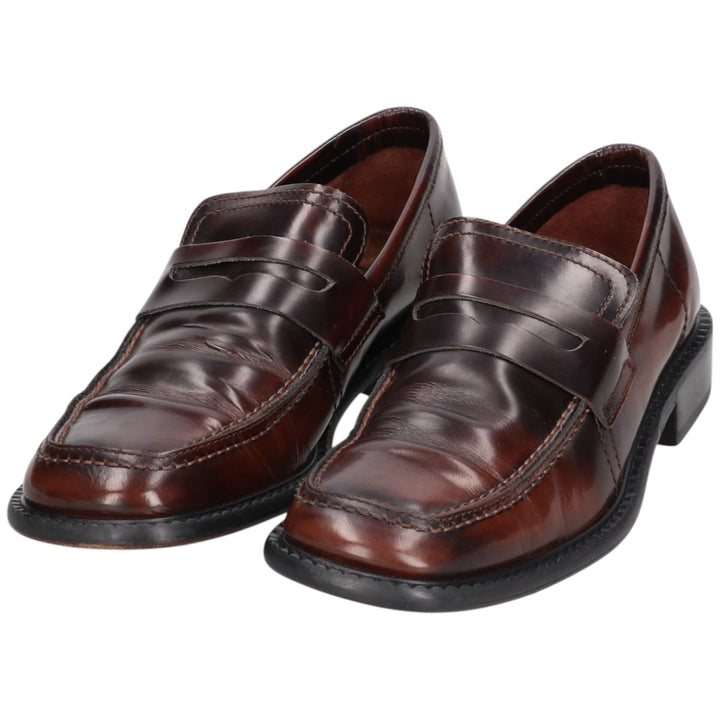 ROMA Square Toe Penny Loafers, Made in Italy, Size 40, Men's 9.8" (equivalent) /saa014489 Men's 25.0cm genuine leather brown type Vintage Second Hand