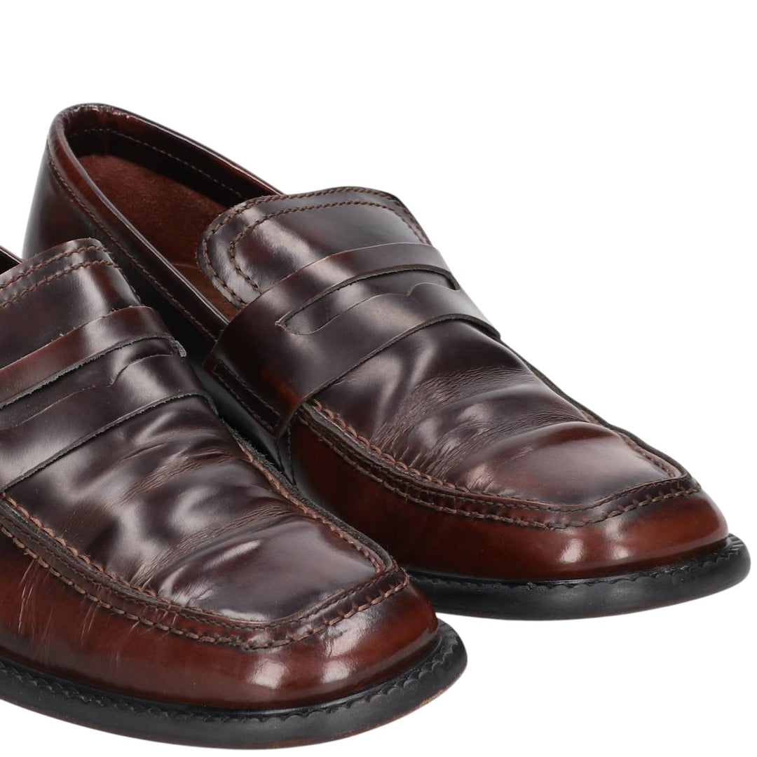 ROMA Square Toe Penny Loafers, Made in Italy, Size 40, Men's 9.8" (equivalent) /saa014489 Men's 25.0cm genuine leather brown type Vintage Second Hand