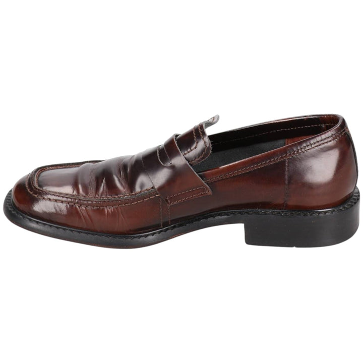 ROMA Square Toe Penny Loafers, Made in Italy, Size 40, Men's 9.8" (equivalent) /saa014489 Men's 25.0cm genuine leather brown type Vintage Second Hand