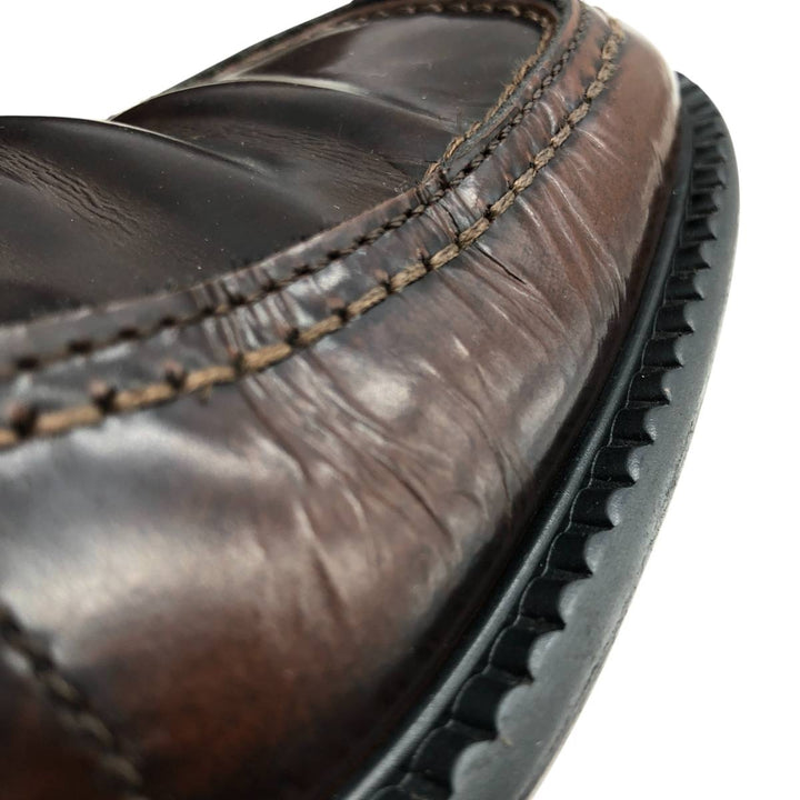 ROMA Square Toe Penny Loafers, Made in Italy, Size 40, Men's 9.8" (equivalent) /saa014489 Men's 25.0cm genuine leather brown type Vintage Second Hand