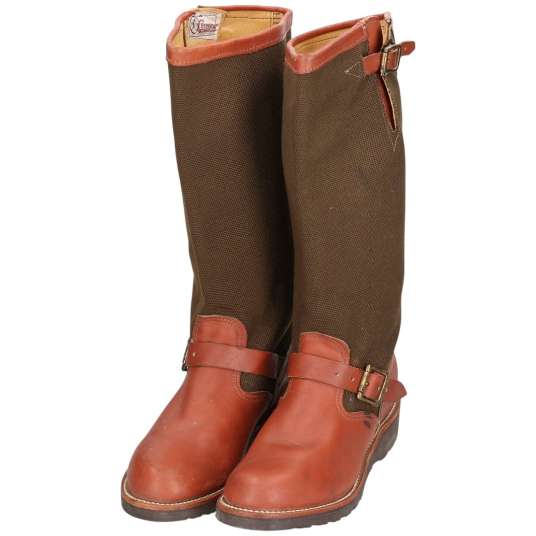 2000s Chippewa Cutter 17 Snake Boot, USA-Made, Size 9 1/2M Men's 27.5cm genuine leather brown type Vintage Second Hand