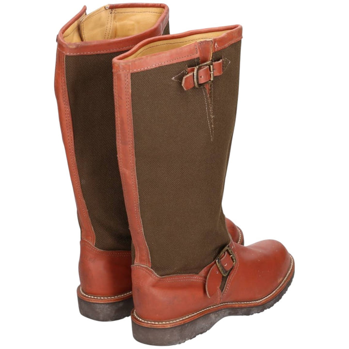 2000s Chippewa Cutter 17 Snake Boot, USA-Made, Size 9 1/2M Men's 27.5cm genuine leather brown type Vintage Second Hand