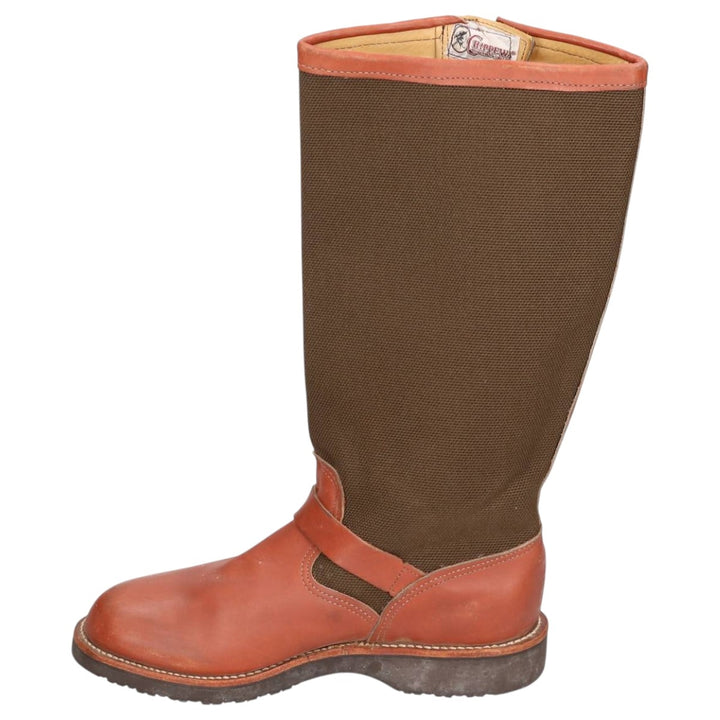 2000s Chippewa Cutter 17 Snake Boot, USA-Made, Size 9 1/2M Men's 27.5cm genuine leather brown type Vintage Second Hand