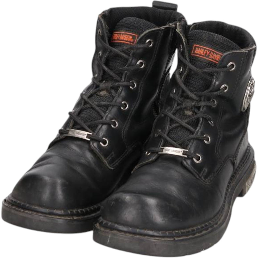 Harley-Davidson Steel Toe Side Zip Boots Men's 26.5cm genuine leather black type Vintage Second Hand