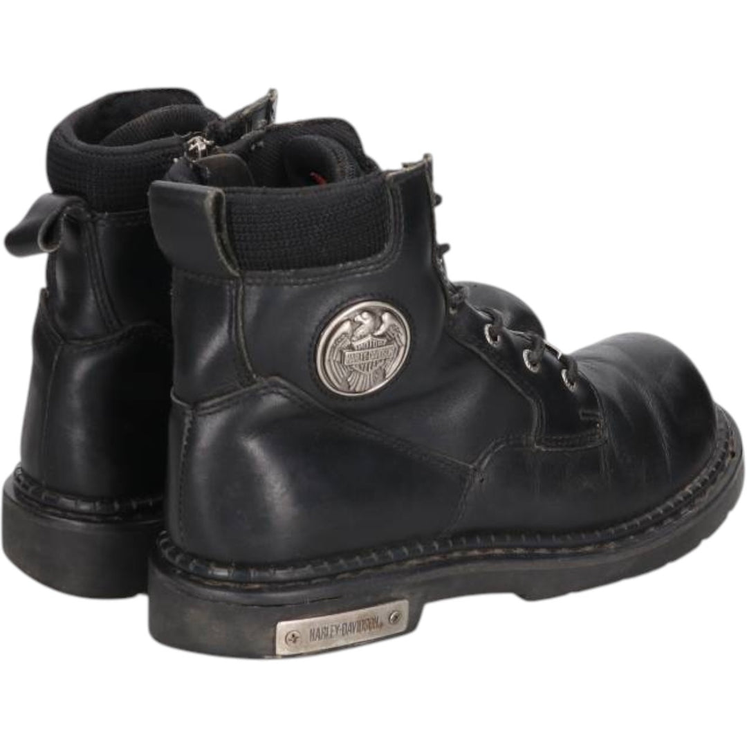 Harley-Davidson Steel Toe Side Zip Boots Men's 26.5cm genuine leather black type Vintage Second Hand