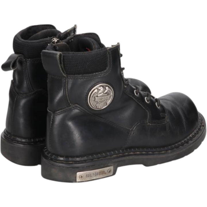 Harley-Davidson Steel Toe Side Zip Boots Men's 26.5cm genuine leather black type Vintage Second Hand