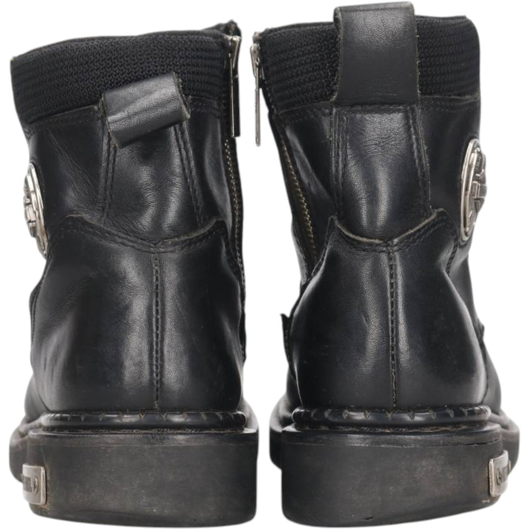 Harley-Davidson Steel Toe Side Zip Boots Men's 26.5cm genuine leather black type Vintage Second Hand