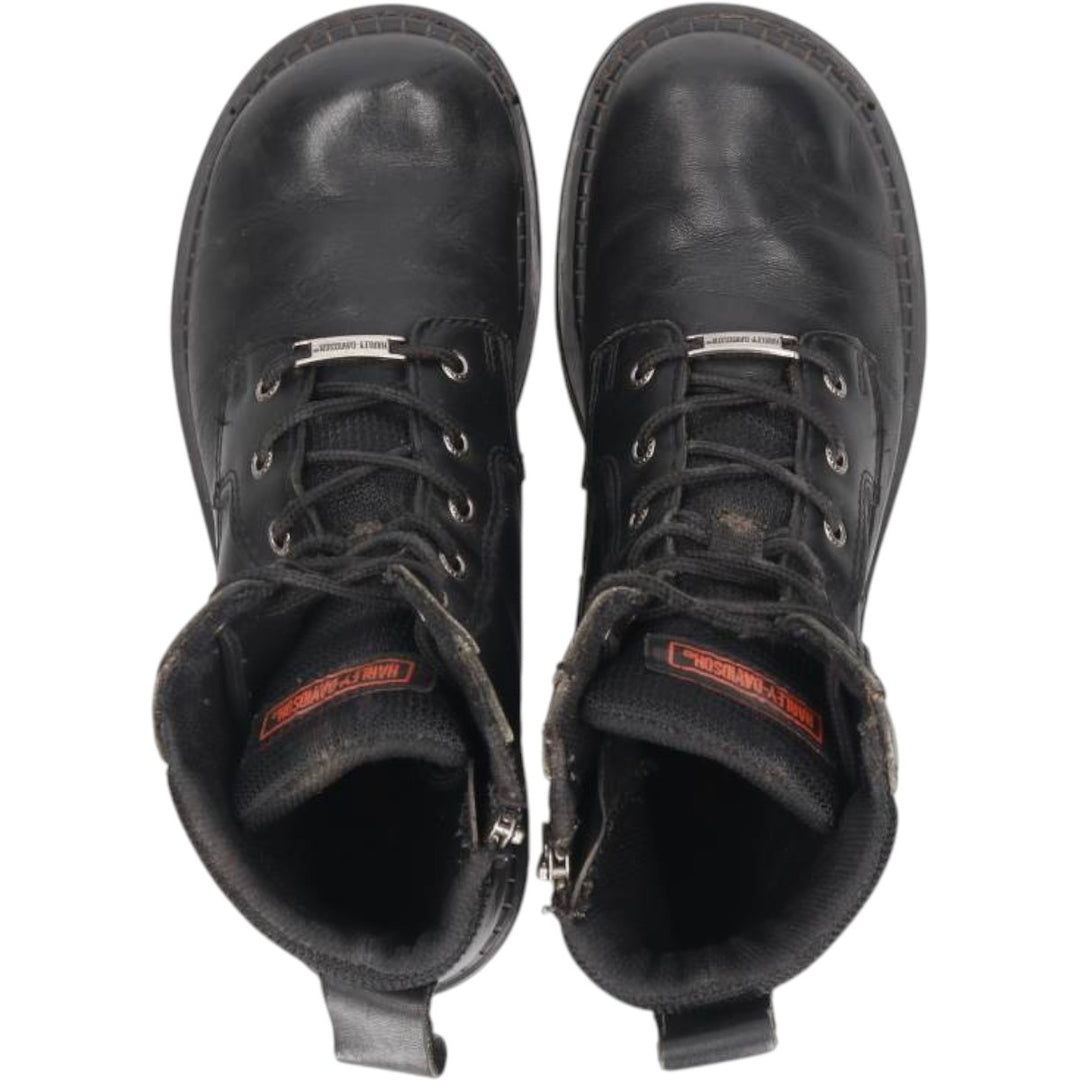 Harley-Davidson Steel Toe Side Zip Boots Men's 26.5cm genuine leather black type Vintage Second Hand