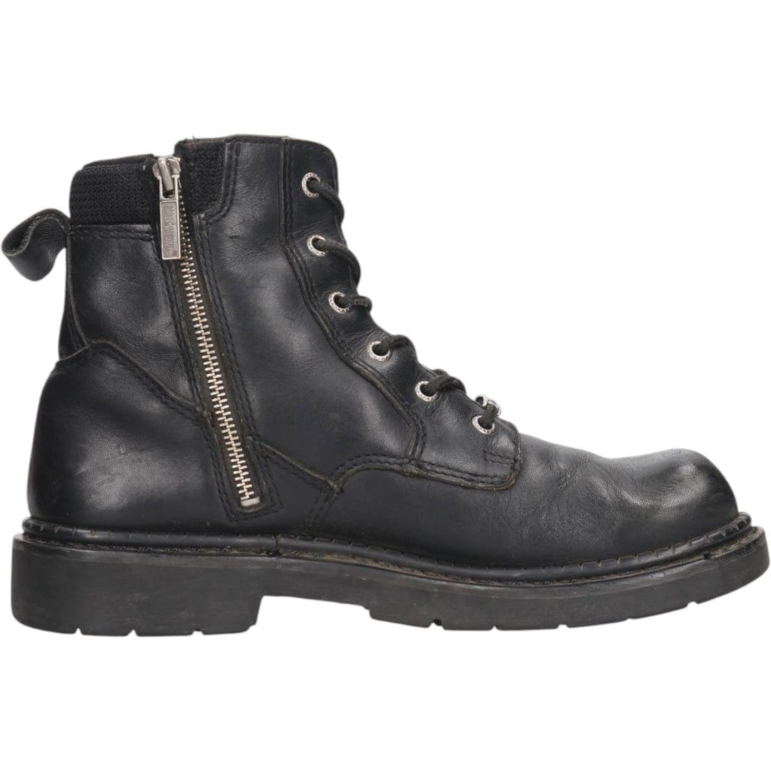 Harley-Davidson Steel Toe Side Zip Boots Men's 26.5cm genuine leather black type Vintage Second Hand