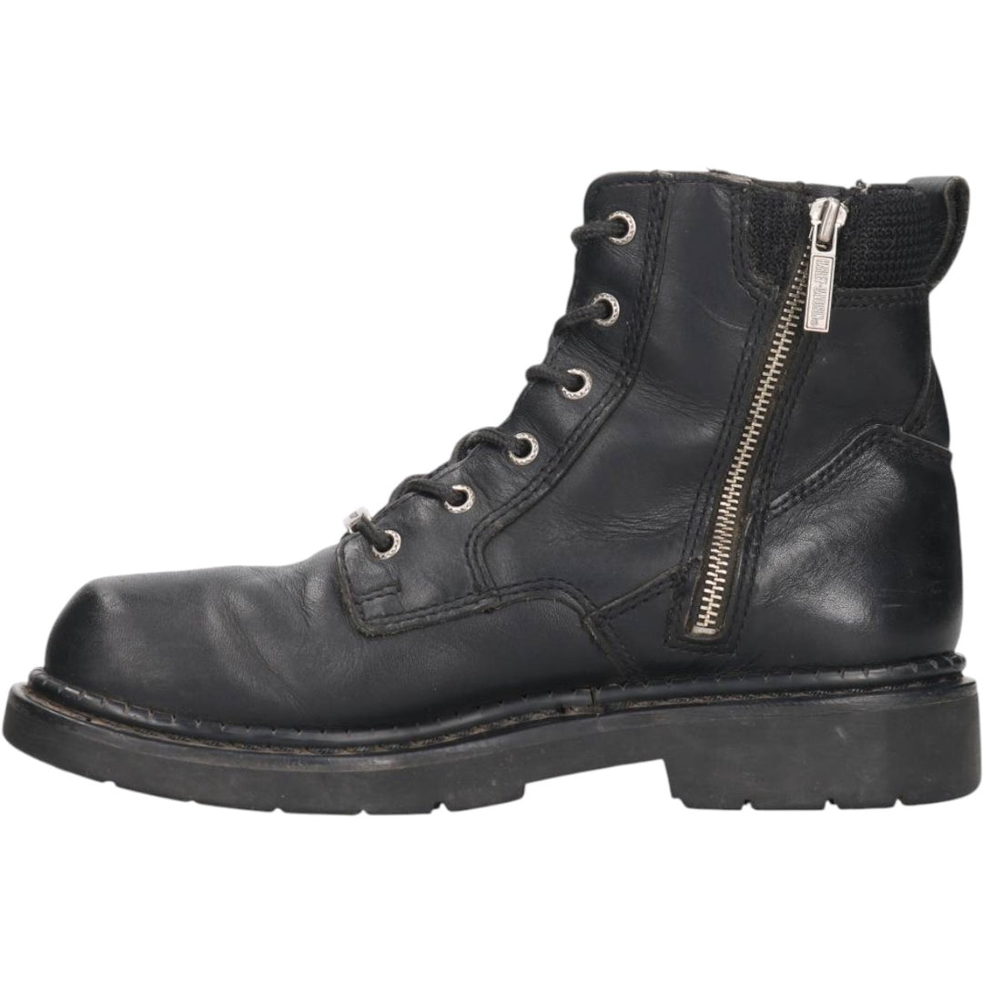 Harley-Davidson Steel Toe Side Zip Boots Men's 26.5cm genuine leather black type Vintage Second Hand