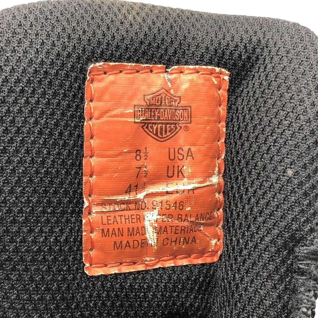 Harley-Davidson Steel Toe Side Zip Boots Men's 26.5cm genuine leather black type Vintage Second Hand