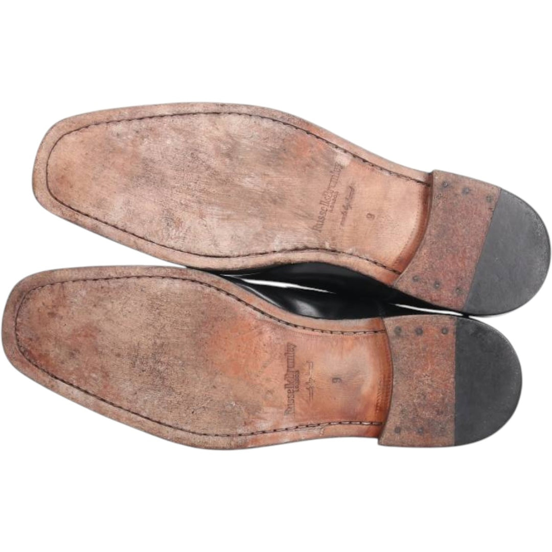 Russell and Bromley Men's Square Toe Straight Tip Shoes, Size 9 (10.8 inches) /saa014507 Men's 27.5cm genuine leather black type Vintage Second Hand