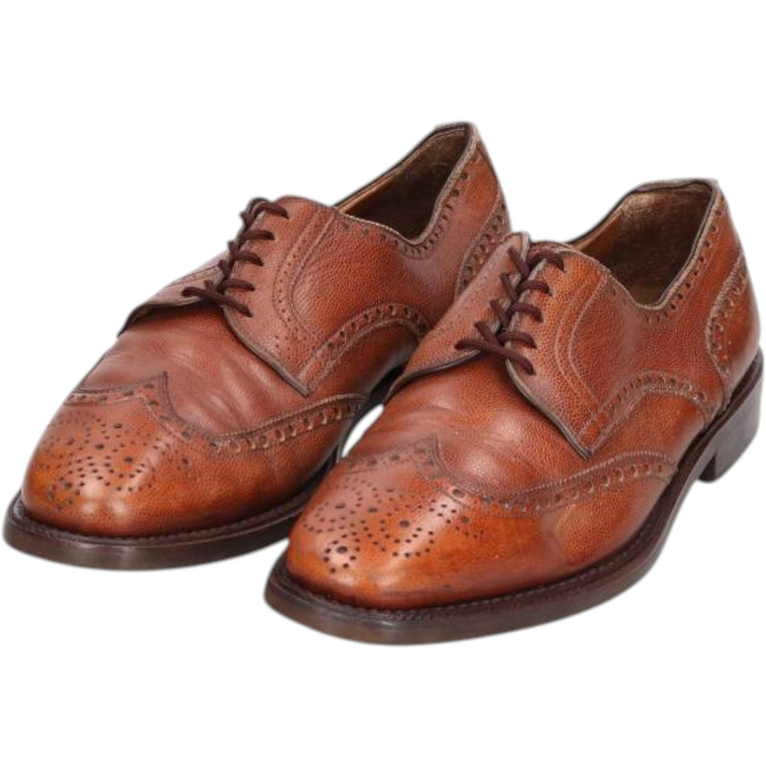 BARNEYS NEWYORK Full Brogue Wingtip Shoes, Made in Italy, Size 10M, Men's Size 11" (saa014509) Men's 28.0cm genuine leather brown type Vintage Second Hand