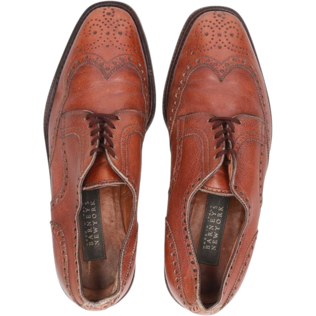 BARNEYS NEWYORK Full Brogue Wingtip Shoes, Made in Italy, Size 10M, Men's Size 11" (saa014509) Men's 28.0cm genuine leather brown type Vintage Second Hand