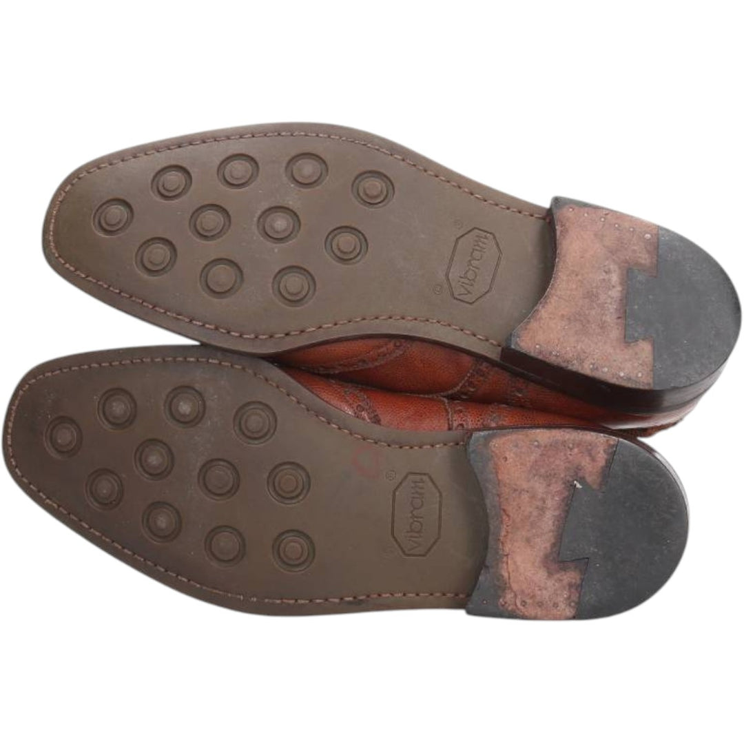 BARNEYS NEWYORK Full Brogue Wingtip Shoes, Made in Italy, Size 10M, Men's Size 11" (saa014509) Men's 28.0cm genuine leather brown type Vintage Second Hand