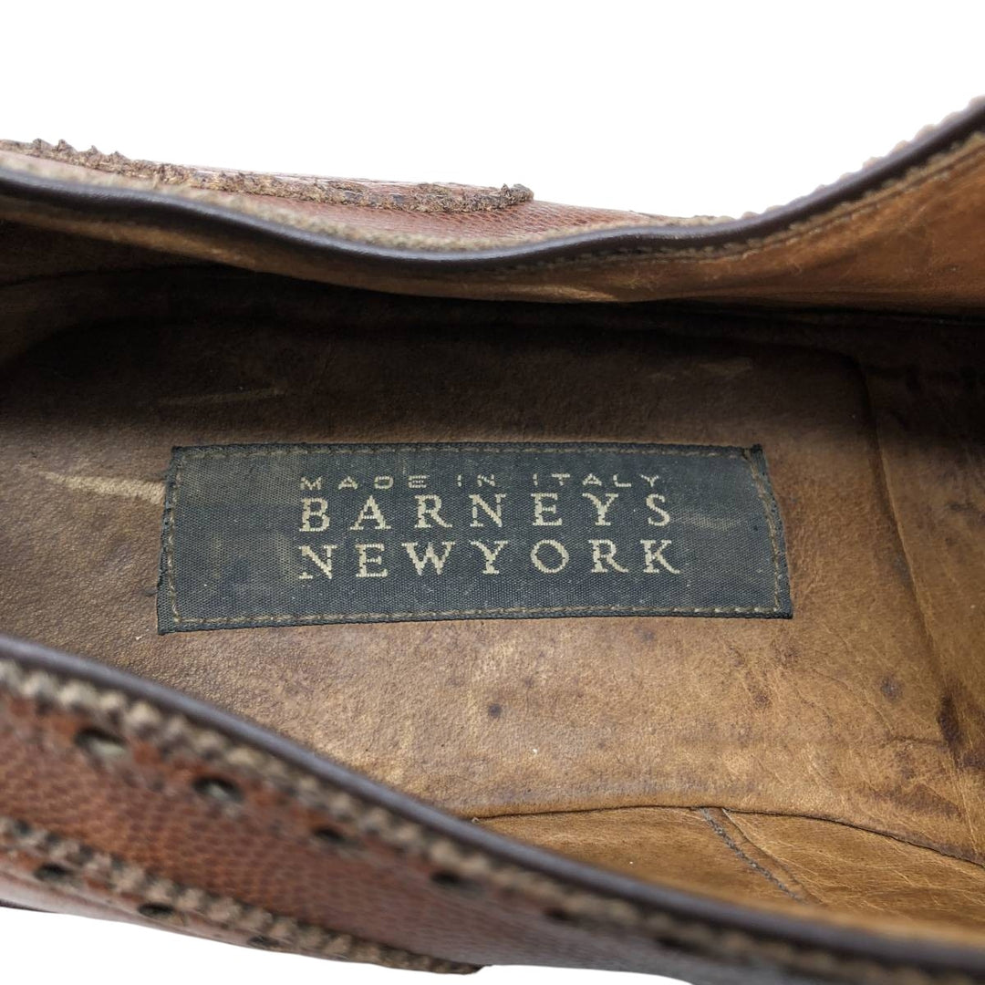 BARNEYS NEWYORK Full Brogue Wingtip Shoes, Made in Italy, Size 10M, Men's Size 11" (saa014509) Men's 28.0cm genuine leather brown type Vintage Second Hand