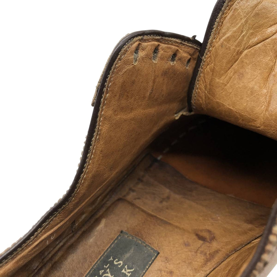 BARNEYS NEWYORK Full Brogue Wingtip Shoes, Made in Italy, Size 10M, Men's Size 11" (saa014509) Men's 28.0cm genuine leather brown type Vintage Second Hand