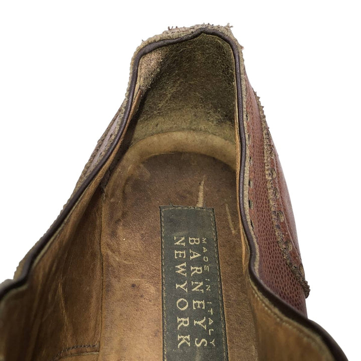 BARNEYS NEWYORK Full Brogue Wingtip Shoes, Made in Italy, Size 10M, Men's Size 11" (saa014509) Men's 28.0cm genuine leather brown type Vintage Second Hand