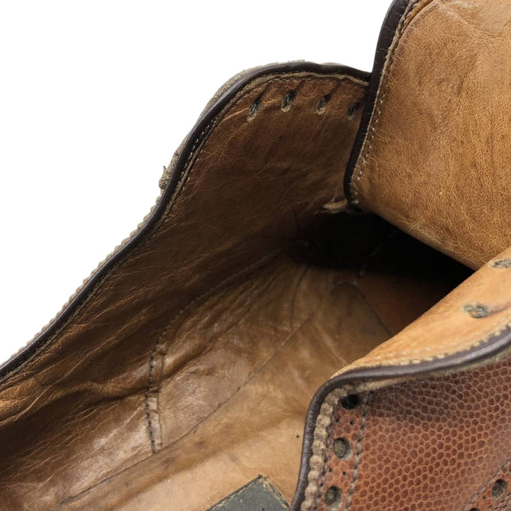 BARNEYS NEWYORK Full Brogue Wingtip Shoes, Made in Italy, Size 10M, Men's Size 11" (saa014509) Men's 28.0cm genuine leather brown type Vintage Second Hand