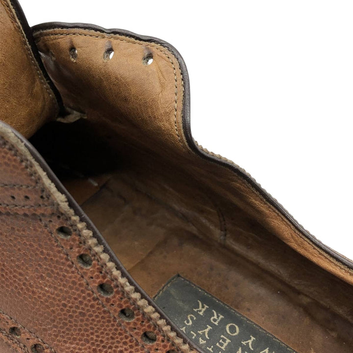BARNEYS NEWYORK Full Brogue Wingtip Shoes, Made in Italy, Size 10M, Men's Size 11" (saa014509) Men's 28.0cm genuine leather brown type Vintage Second Hand