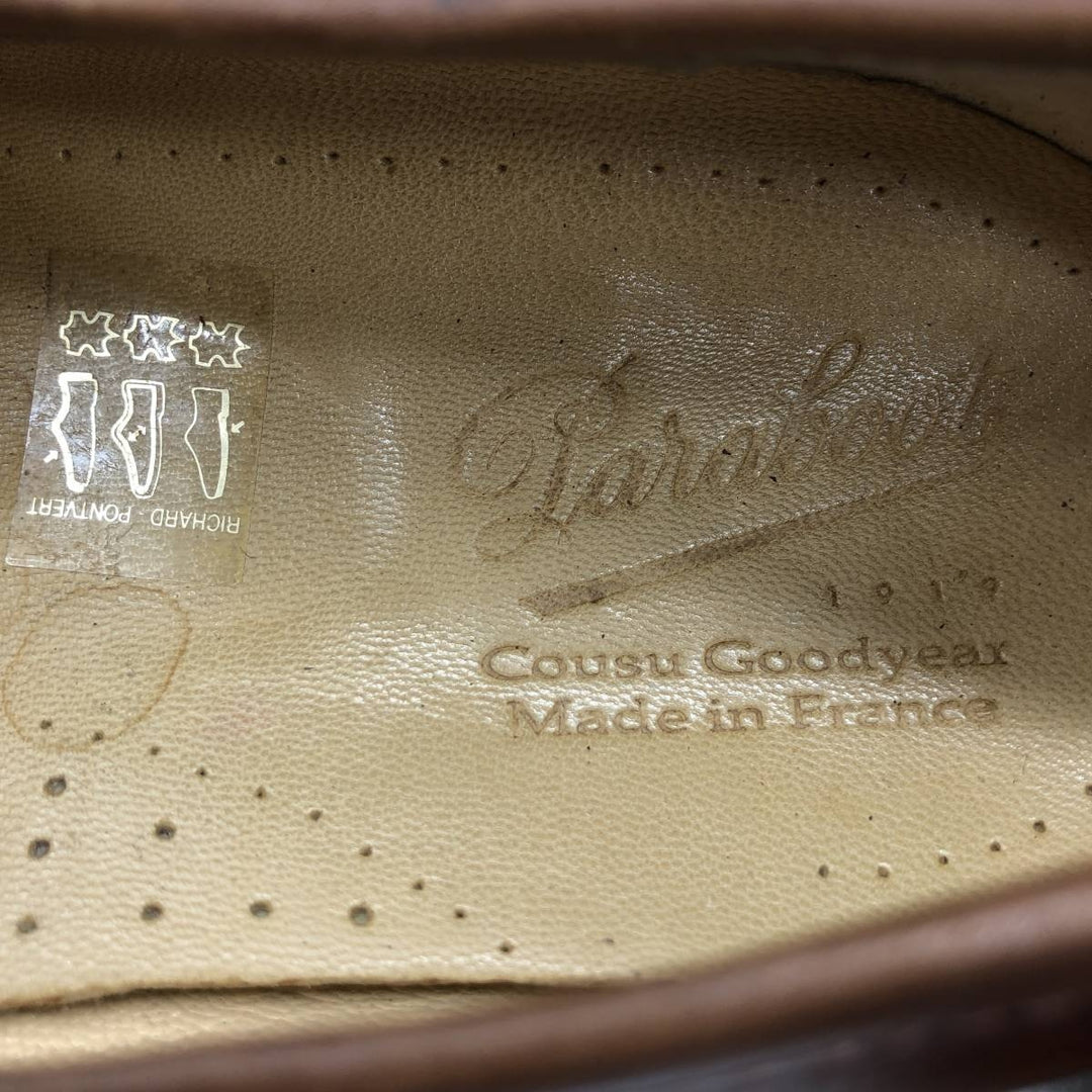 Paraboot COUSU GOODYEAX Coin Loafers, Made in France, Size 7 1/2F Men's 26.0cm genuine leather brown type Vintage Second Hand