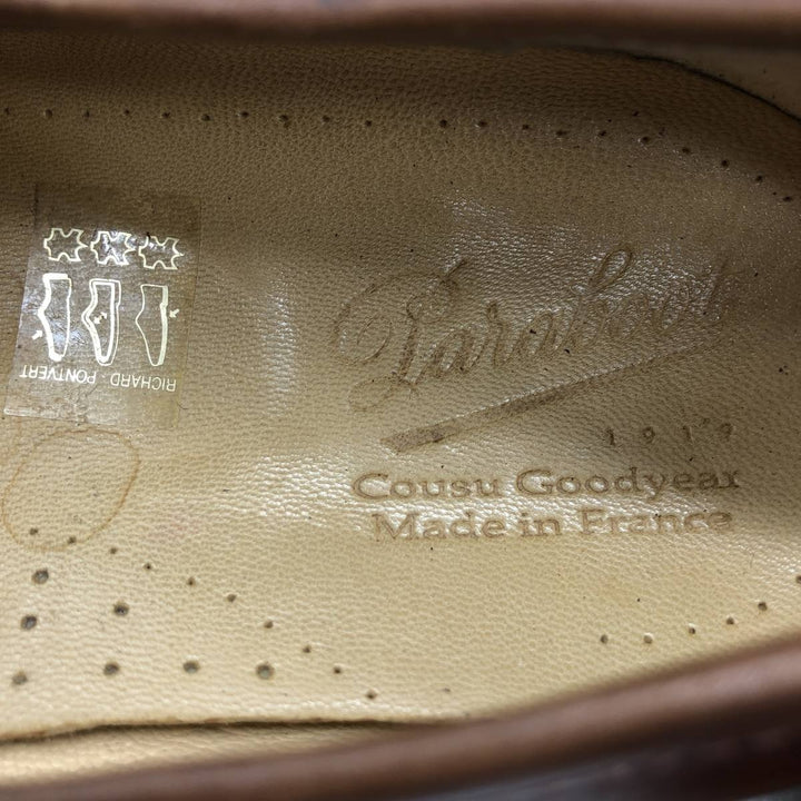 Paraboot COUSU GOODYEAX Coin Loafers, Made in France, Size 7 1/2F Men's 26.0cm genuine leather brown type Vintage Second Hand