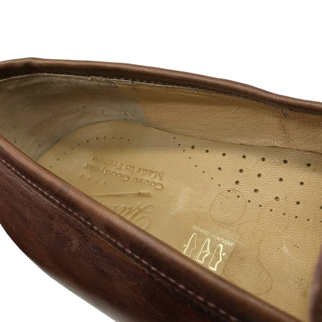 Paraboot COUSU GOODYEAX Coin Loafers, Made in France, Size 7 1/2F Men's 26.0cm genuine leather brown type Vintage Second Hand