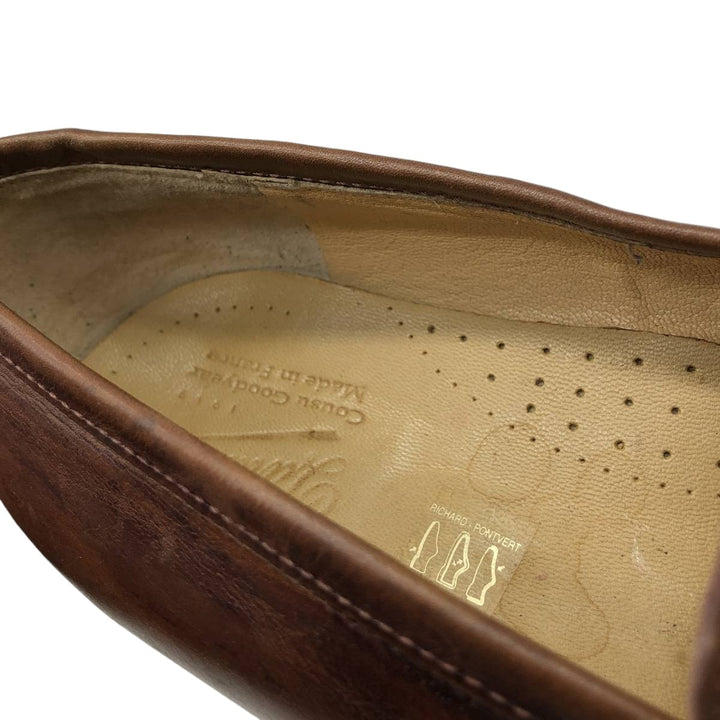 Paraboot COUSU GOODYEAX Coin Loafers, Made in France, Size 7 1/2F Men's 26.0cm genuine leather brown type Vintage Second Hand