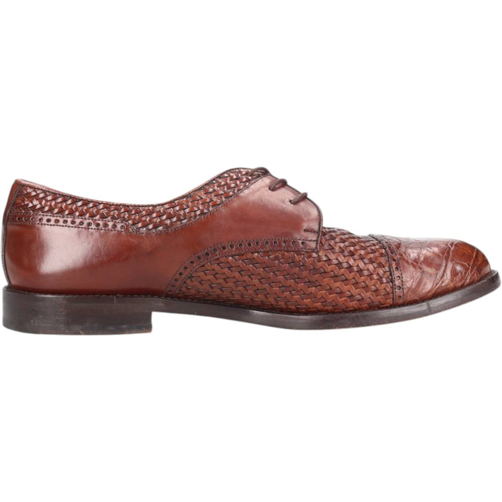 MEZLAN Crocodile Embossed Braided Straight Tip Shoes, Made in Spain, Size 10M, Men's Size 11" /saa014514 Men's 28.0cm genuine leather brown type Vintage Second Hand