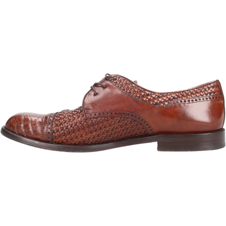 MEZLAN Crocodile Embossed Braided Straight Tip Shoes, Made in Spain, Size 10M, Men's Size 11" /saa014514 Men's 28.0cm genuine leather brown type Vintage Second Hand