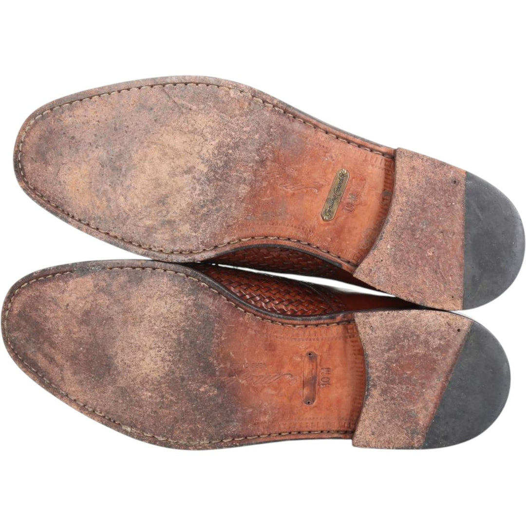 MEZLAN Crocodile Embossed Braided Straight Tip Shoes, Made in Spain, Size 10M, Men's Size 11" /saa014514 Men's 28.0cm genuine leather brown type Vintage Second Hand