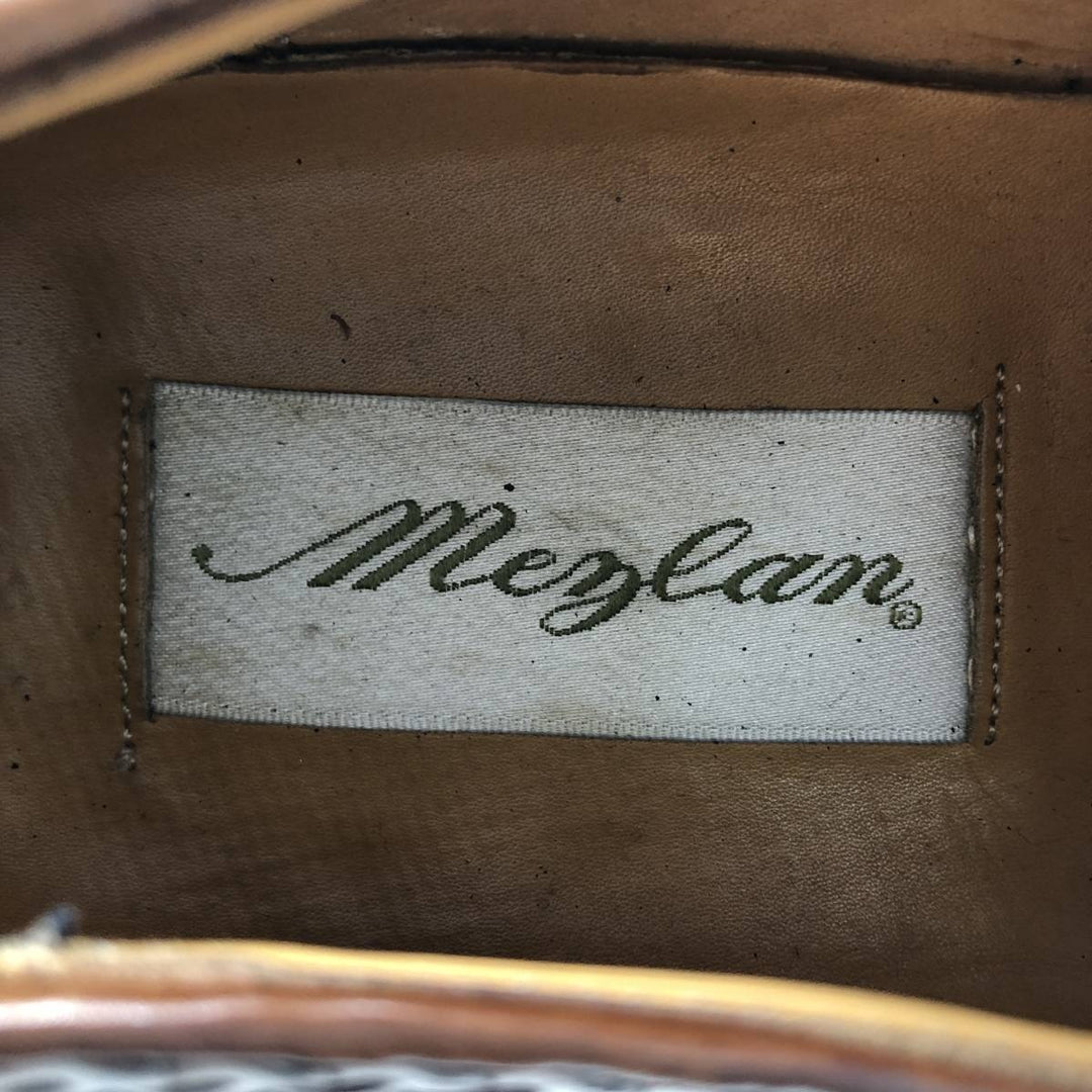 MEZLAN Crocodile Embossed Braided Straight Tip Shoes, Made in Spain, Size 10M, Men's Size 11" /saa014514 Men's 28.0cm genuine leather brown type Vintage Second Hand