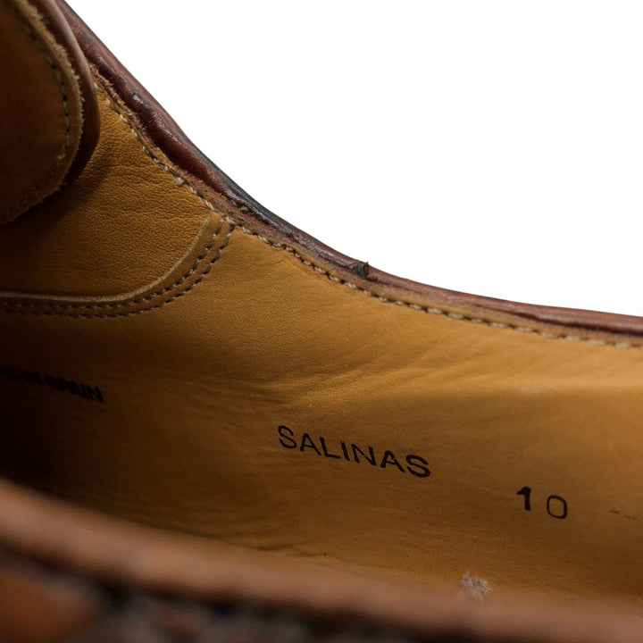 MEZLAN Crocodile Embossed Braided Straight Tip Shoes, Made in Spain, Size 10M, Men's Size 11" /saa014514 Men's 28.0cm genuine leather brown type Vintage Second Hand