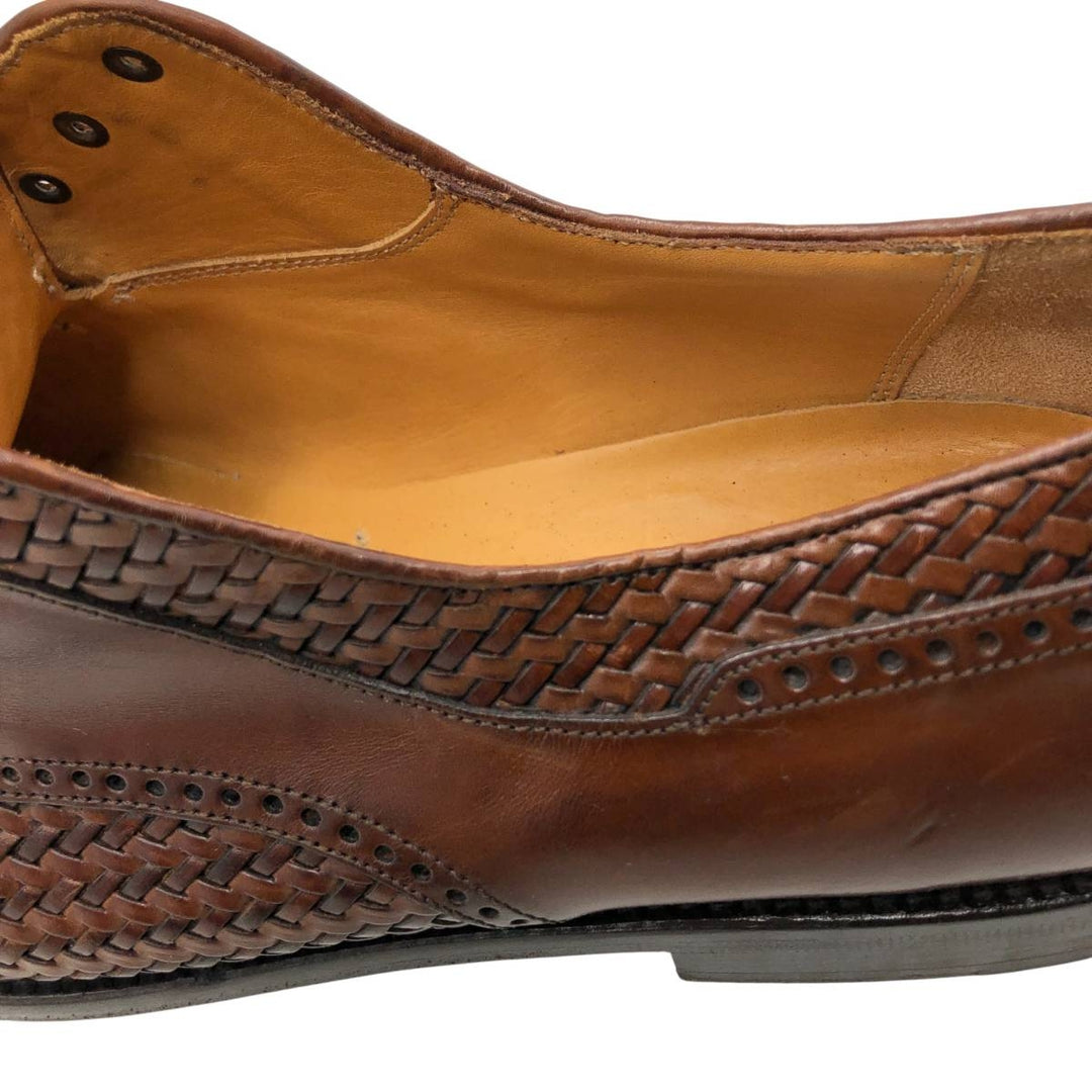 MEZLAN Crocodile Embossed Braided Straight Tip Shoes, Made in Spain, Size 10M, Men's Size 11" /saa014514 Men's 28.0cm genuine leather brown type Vintage Second Hand