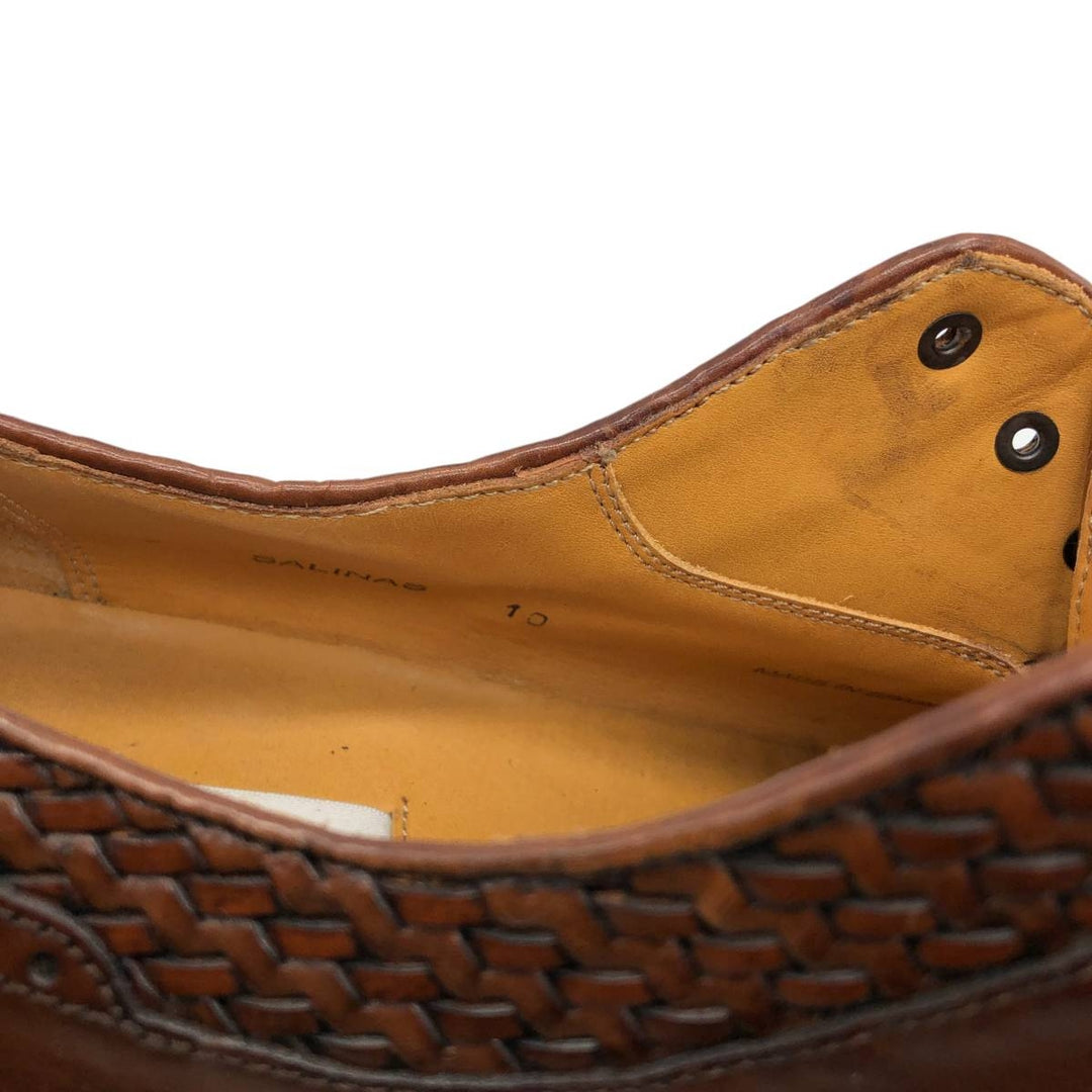 MEZLAN Crocodile Embossed Braided Straight Tip Shoes, Made in Spain, Size 10M, Men's Size 11" /saa014514 Men's 28.0cm genuine leather brown type Vintage Second Hand