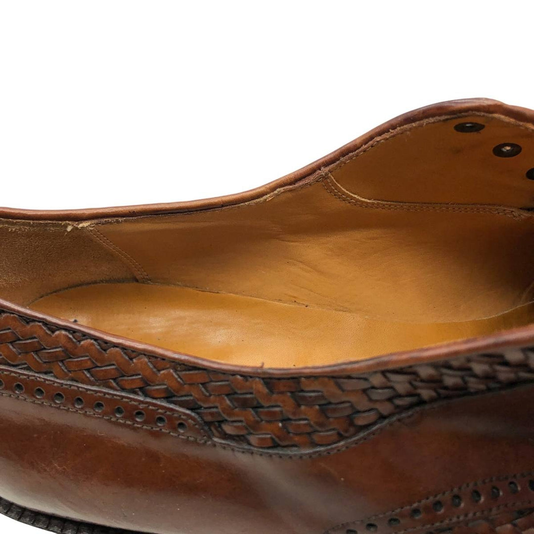 MEZLAN Crocodile Embossed Braided Straight Tip Shoes, Made in Spain, Size 10M, Men's Size 11" /saa014514 Men's 28.0cm genuine leather brown type Vintage Second Hand