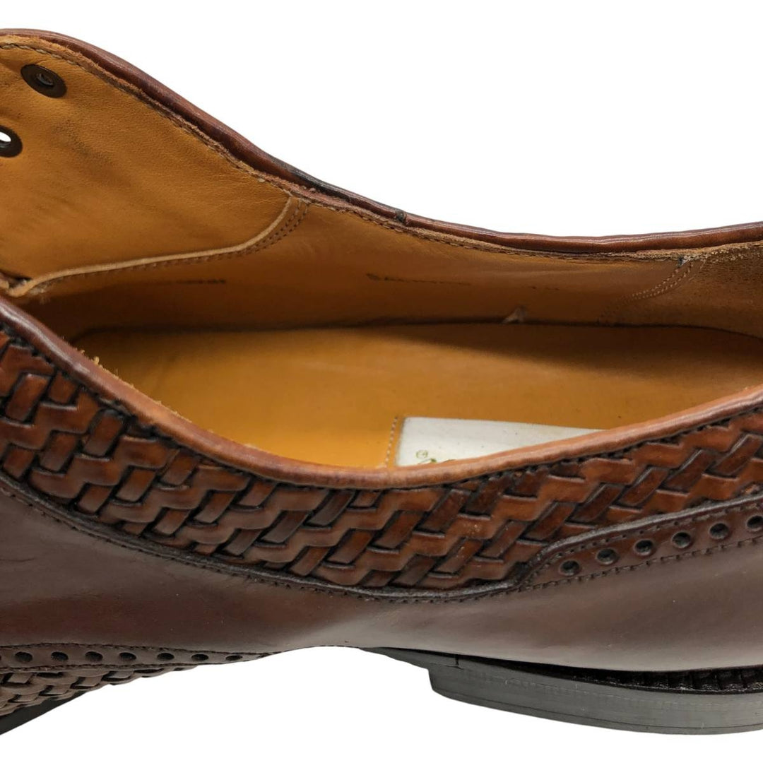 MEZLAN Crocodile Embossed Braided Straight Tip Shoes, Made in Spain, Size 10M, Men's Size 11" /saa014514 Men's 28.0cm genuine leather brown type Vintage Second Hand