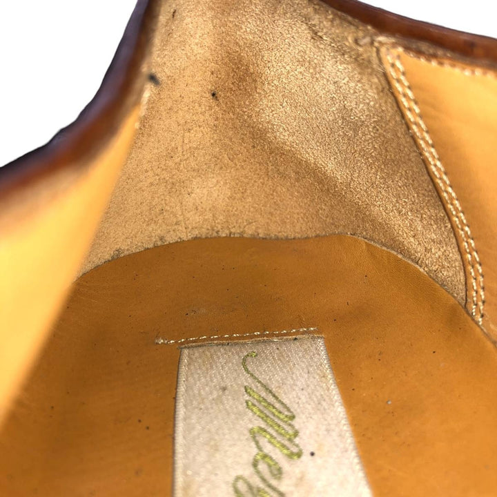 MEZLAN Crocodile Embossed Braided Straight Tip Shoes, Made in Spain, Size 10M, Men's Size 11" /saa014514 Men's 28.0cm genuine leather brown type Vintage Second Hand