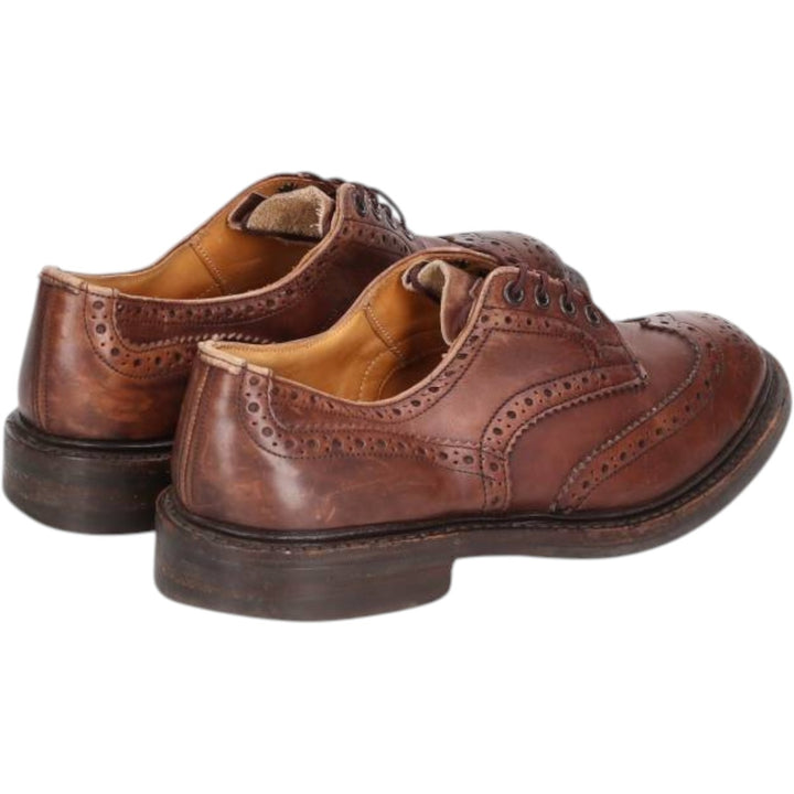Tricker's BOURTON Full-Brogue Wingtip Shoes, Made in England, Men's, Size 10.4" (saa014515) Men's 26.5cm genuine leather brown type Vintage Second Hand